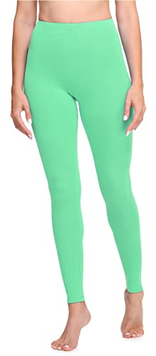 Ladeheid Leggings Damen aus Baumwolle Bequeme und Lange Leggins für Frauen für Frühling Sommer Herbst Winter Saison LA40-133 (Minze, S) von Ladeheid