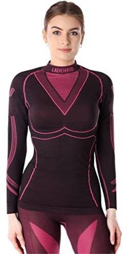 Ladeheid Thermounterwäsche Damen Funktionsunterwäsche Langarm Shirt Thermoaktiv LAGI004 (Schwarz/Rosa, M) von Ladeheid