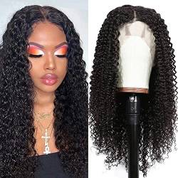 Echthaar Perücke Transparen Pre Plucked Bleached Knots Remy Brazilian Lace Wigs 13x4 Remy Brazilian Lace Wigs Kinky Curly Glueless Natural Hairline 20 Zoll von Ladiaryf