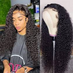 Kinky Curly Perücke Lace Front Perücke 13x4 Lace Frontal Wig Human Hair Wig Virgin Hair Curly Wave Wigs With Baby Hair 180 Dichte 26 Zoll von Ladiaryf