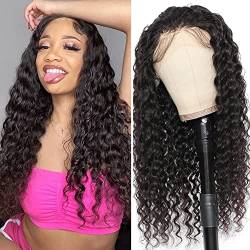 Lace Front Wig Kinky Curly 26 Zoll Echthaar Perücke Glueless 13x4 Lace Wig Long Bleached Knots Virgin Brazilian Human Hair 180% Density Wig with Baby Hair von Ladiaryf