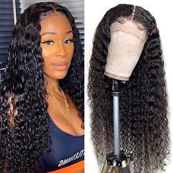 Lace Front Wigs Echthaar Perücke Real Hair Glueless Pre Plucked Bleached Knots Remy Brazilian Lace Frontal Wigs Curly Wave Natural Hairline 13x4 Lace Wig 180% Density 10a Grade 20 Zoll von Ladiaryf