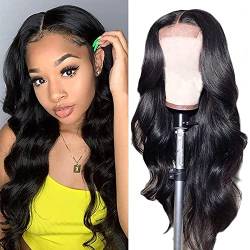 Lace closure Wig Human Hair 4X4 Lace Wig body wave Lace closure Wig 16 Zoll Unprocessed Brazilian Hair With Baby Hair 150% Density Glueless Wig With Natural Hairline For Women von Ladiaryf