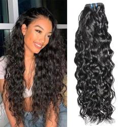 Ladiary Hair 9A Human Hair Bundles Curly Brazilian Hair Bundles Water Wave Hair 16 Zoll Brasilianische Haare Bündel Echthaar Weave Menschliche Haare Natural Color 100g von Ladiaryf