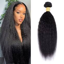 Ladiary Hair 9A Human Hair Bundles Yaki Brazilian Hair Bundles Kinky Straight Hair 16 Zoll Brasilianische Haare Bündel Echthaar Weave Menschliche Haare Natural Color 100g von Ladiaryf