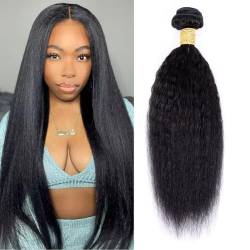 Ladiary Hair 9A Human Hair Bundles Yaki Brazilian Hair Bundles Kinky Straight Hair 18 Zoll Brasilianische Haare Bündel Echthaar Weave Menschliche Haare Natural Color 100g von Ladiaryf