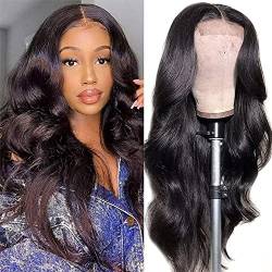 Ladiary Lace closure Wig Human Hair 4X4 Lace Wig body wave Lace closure Wig 22 Zoll Unprocessed Brazilian Hair With Baby Hair 150% Density Glueless Wig With Natural Hairline For Women von Ladiaryf
