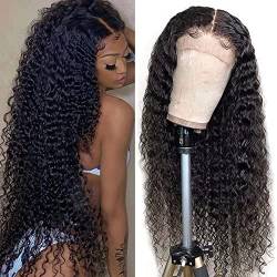 Ladiaryf Hair Echthaar Perrücke 13x4 Lace Front Wig Kinky Curly Human Hair Wigs For Black Women Brasilianische Perücke 180% Density(24 zoll,13x4 lace front wigs) von Ladiaryf
