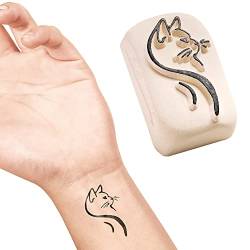 LaDot Tattoo für Kinder und Erwachsene, temporäre hautfreundliche fake Tattoos, Tattoo-Stempel ohne Nadeln für Körper und Arm, wasserfest, Keramikstempel Katze von Ladot