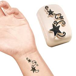 LaDot Tattoo für Kinder und Erwachsene, temporäre hautfreundliche fake Tattoos, Tattoo-Stempel ohne Nadeln für Körper und Arm, wasserfest, Keramikstempel Tribal-Sterne von Ladot