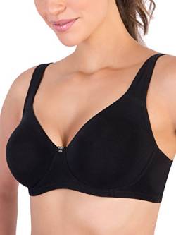 Lady Bella Lingerie Classic Cotton PA0335 2 Schwarz BH aus Baumwolle mit Bügel Cups B Vorgeformt Ohne Nähte Doppelte Unterstützung Allegiegetesteter Atmungsaktiver Stoff von Lady Bella Lingerie