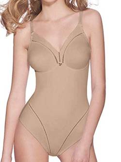 Lady Bella P6739 Body für Damen, formschön, ohne Bügel aus C- und D-Cups, nicht gepolstert und ohne Nähte, doppelter Stoff für flacher Bauch., Beige 100D von Lady Bella Lingerie