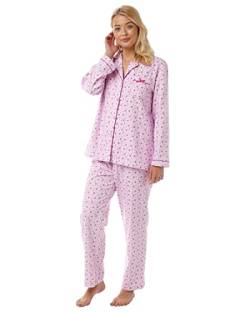 Lady Olga Damen Gebürstete Baumwolle Pyjama Nachtwäsche - Rosa, 44-46 von Lady Olga