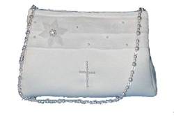 LadyMYP© Brauttasche/Brautbeutel/Handtasche mit Perlen-Blümchen und Perlen in Kreuzform mit Perlenkette für Hochzeit Kommunion weiß/ivory NEU (weiß 66) von LadyMYP