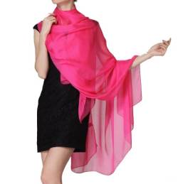 LadyMYP 190cm*108cm Hochwertig schlicht leicht Seidenschal Stola aus 100% Seide mehr Farbig (Fuchsia) von LadyMYP