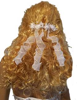 LadyMYP Haarschmuck/Kopfschmuck/Haarbänder mit Perlen und 5 Blüten Hochzeit Kommunion (weiß) von LadyMYP