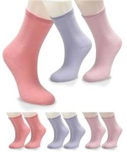 LadyMelex Damen Socken (6 Paar) weiche Farbe, Baumwolle, klassische Socken, bequem, atmungsaktiv, 6 Paar (2 Rosa, 2 Koralle, 2 Lila), M von LadyMelex