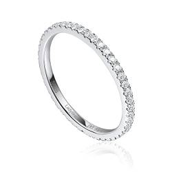 Ladylike Moissanite Eheringe Sterling Silber Eternity Bands für Frauen D Farbe VVS1 Stapelbare Lab Diamond Ring Band 18 Karat Weißgold plattierte Moissanite Ringe, Größe 6.5 von Ladylike