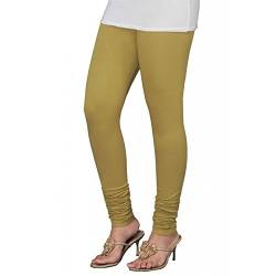 Ladyline Extra lange Churidar Leggings, einfarbig, indische Yoga-Workout-Hose für Damen, gold, 42-44 von Ladyline