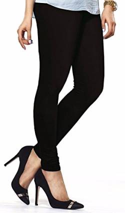 Ladyline Leggings, besonders weich, Premium-Baumwolle, extralang, Churidar-Leggings, einfarbig, für Workout, Yoga, Leggings, indisch Gr. XX-Large, Schwarz von Ladyline