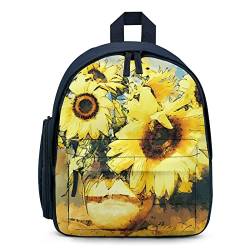 Personalisierte Schulrucksack Lässiger Kinderrucksack Mädchen Jungen Daypack für Schule Reisen Freizeit Ölgemälde Sonnenblume von LafalPer