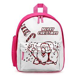 Vorschule Kinderrucksack Kindergarten Kleinkind Rucksack Kleine Leichte Schultasche für Mädchen Jungen Weihnachtsmann rot von LafalPer