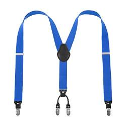 Lafayon Herren Hosenträger Hosenträger Für Männer 4 Schnallen Y Zurück Striped Heavy Duty Männer Hosenträger Durable Elastische Verstellbare Hosenträger Starke Metall Clips,Blau,Einheitsgröße von Lafayon