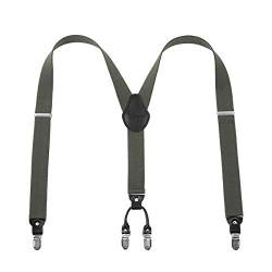 Lafayon Herren Hosenträger Hosenträger Für Männer 4 Schnallen Y Zurück Striped Heavy Duty Männer Hosenträger Durable Elastische Verstellbare Hosenträger Starke Metall Clips,Grau,Einheitsgröße von Lafayon