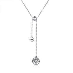 925 Sterling Silber Baum Des Lebens Lange Halskette Zirkonia Persönlichkeit Retro Hohl Anhänger Lariat Karneval Party Geburtstag Jubiläum Kette Schmuck Zubehör Für Mädchen Frauen Und Familien Frauen von Lafeil