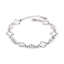 Lafeil 925 Sterling Silber Einstellbar Armband Damen Vierblatt Klee Grenzgrenze Diamant Kette Hoher Schmuck Einzigartiges Glück Geschenk Für Liebhaber Frau Mutterliebhaber Freund von Lafeil