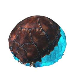 Niedliche Meeresschildkröten-Duschhaube für Frauen, Schichten, Baden, Dusche, wiederverwendbar, elastisches Band, Stretch-Saum, Haarhut von Lahe