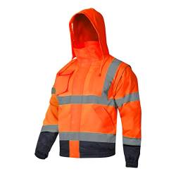 Lahti PRO Herren Warnschutzjacke | Größe: 2XL | Farbe: Orange | Winter Arbeitsjacke | Warnjacke | Wasserdicht | Winddicht | Reflexstreifen | Isoliert | 2in1 Ärmellose | EN ISO 13688 | EN ISO 20471 von Lahti PRO