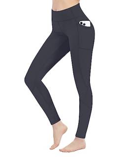 LaiEr Damen Leggings High Waist Yoga Hosen Leggings mit Taschen Workout Laufen Leggings Workout Tights(Deep Grey,3X-Large) von LaiEr