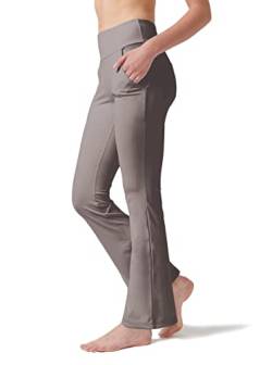 LaiEr Damen Yogahose, Fitness Hosen, Home Casual Hosen mit 4 Taschen, Hohe Taille Arbeitshose, 4-Wege elastische Enge Bauchhose Lange Schlaghose(XS) von LaiEr