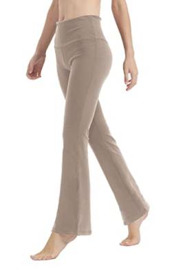 LaiEr Yogahose für Damen, Bauchkontrolle, Workout, Bootleg-Hose, hohe Taille, 4-Wege-Stretch-Hose mit Innentaschen(Light Brown,Large) von LaiEr