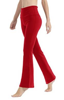 LaiEr Yogahose für Damen, Bauchkontrolle, Workout, Bootleg-Hose, hohe Taille, 4-Wege-Stretch-Hose mit Innentaschen(Red,X-Large) von LaiEr