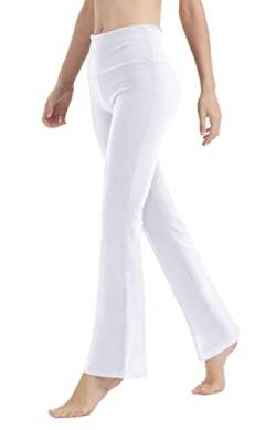 LaiEr Yogahose für Damen, Bauchkontrolle, Workout, Bootleg-Hose, hohe Taille, 4-Wege-Stretch-Hose mit Innentaschen(White,3X-Large) von LaiEr