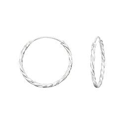 Laimons Damen-Creole Basic Rund 32mm Stärke 1,2mm glanz gehämmert aus Sterling Silber 925 von Laimons