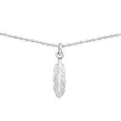 Laimons Damen-Halskette Choker Anhänger Feder 13mm glanz matt mit Kette 38cm plus Verlängerung 8cm Sterling Silber 925 von Laimons