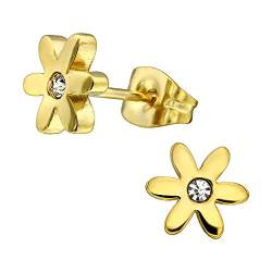 Laimons Damen-Ohrstecker Damenschmuck Blume mit Glitzer aus Edelstahl von Laimons