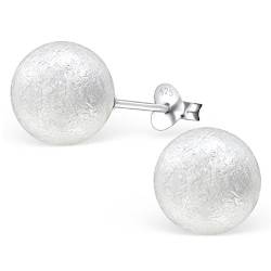 Laimons Damen-Ohrstecker Damenschmuck Kugel Ball 10mm in weiß gebürstet Sterling Silber 925 von Laimons