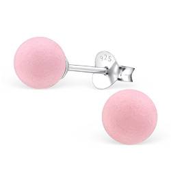 Laimons Damen-Ohrstecker Damenschmuck Kugel Ball 6mm in rosa gebürstet Sterling Silber 925 von Laimons