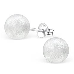 Laimons Damen-Ohrstecker Damenschmuck Kugel Ball 8mm in weiß gebürstet Sterling Silber 925 von Laimons