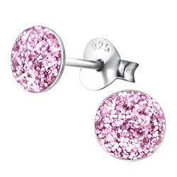 Laimons Damen-Ohrstecker Platte mit glitzer rosa silber aus Sterling Silber 925 von Laimons