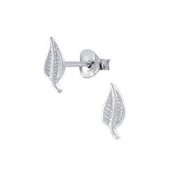 Laimons Frauen Damen-Ohrstecker Ohrringe Blatt Blütenblatt Design glanz klein 9 x 4 mm matt glanz Sterling Silber 925 von Laimons