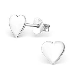 Laimons Frauen Damen-Ohrstecker Ohrringe Damenschmuck Herz Herzchen glanz flach klein 7mm Sterling Silber 925 von Laimons