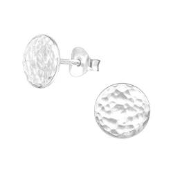 Laimons Frauen Damen-Ohrstecker Ohrringe Damenschmuck Scheibe Platte Rund Kreis gehämmert 8mm glanz Sterling Silber 925 von Laimons