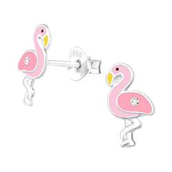 Laimons Kinder Mädchen-Ohrstecker Flamingo Vogel Tier 6 mm x 11 mm Rosa mit Glitzer aus Sterling Silber 925 von Laimons