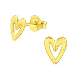 Laimons Kinder Mädchen-Ohrstecker Ohrringe Herz Love Herzchen 7mm Glanz aus Sterling Silber 925 (Vergoldet) von Laimons