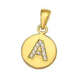Laimons Mädchen-Anhänger Buchstaben-Anhänger mit Zirkonia, Sterling Silber 925, Verfügbar in Silber und Vergoldet (A-GOLD) von Laimons